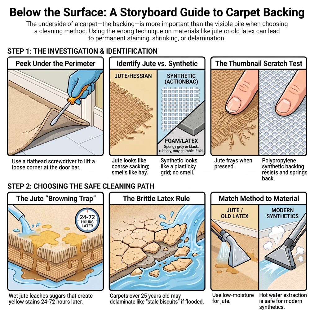 Hessian Versus Latex Backing: How Backing Type Dictates the Cleaning Method